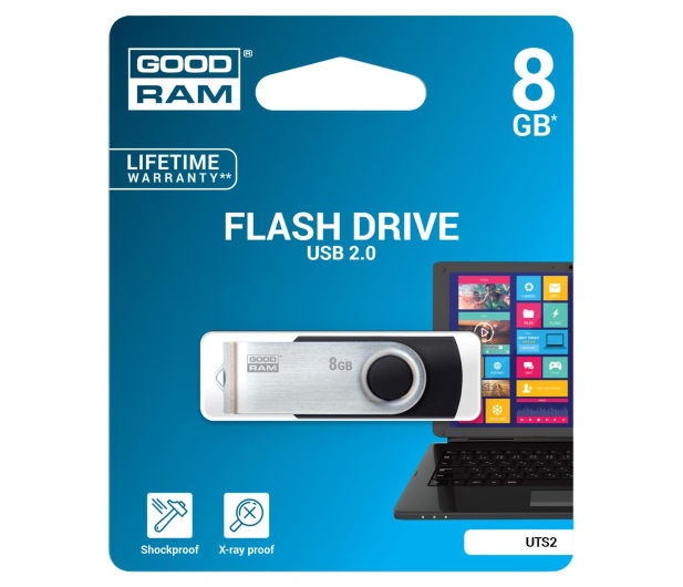GOODRAM 8GB UTS2 odczyt 20MB/s USB 2.0 czarny - 303201 - zdjęcie 3
